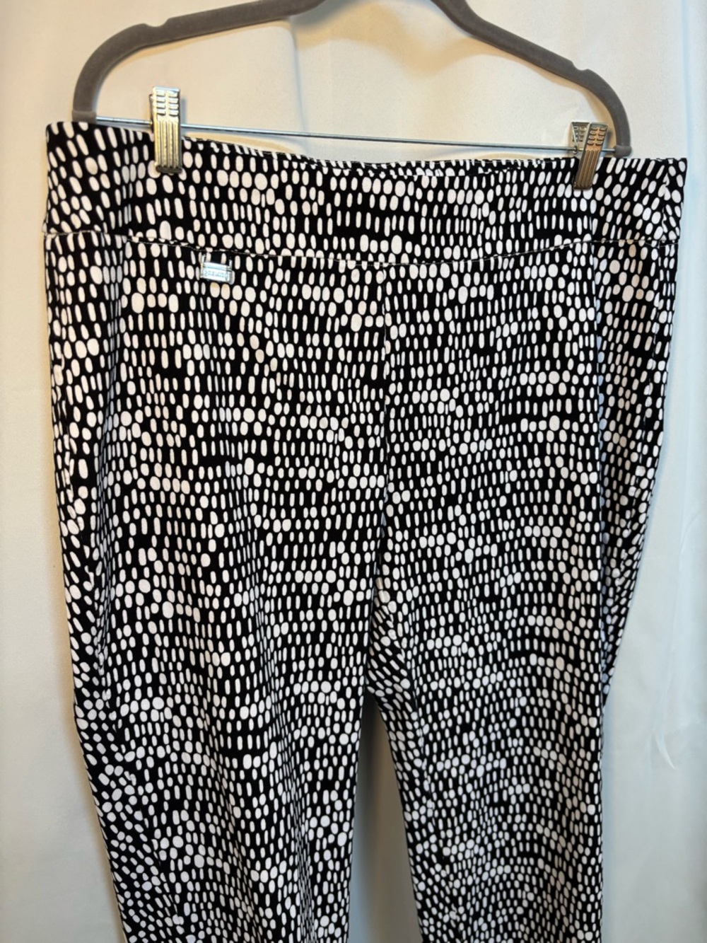 Premise Black White Print Pull On Career Pants 2X Stretch Office Chic - Picture 4 of 6